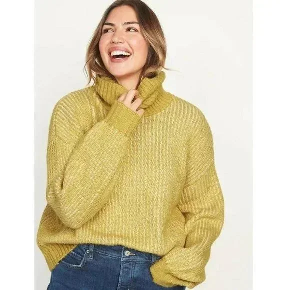 Old Navy Womens Cozy Heathered Rib Knit Turtleneck Sweater - Picture 1 of 8